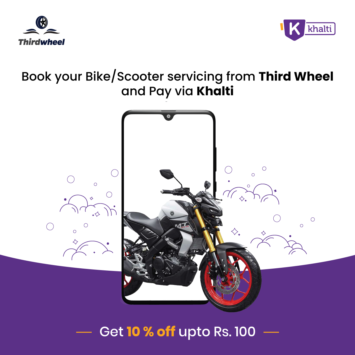 Take your bike for a fitness check at Third Wheel & get 10% cashback by paying via Khalti wallet
